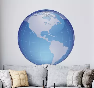 Nálepka s mapou sveta modrý guľový glóbus - Tenstickers