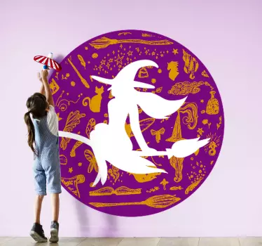nalepky na stenu zvierata rozmarná jazda na čarodejnici - Tenstickers