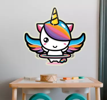 Nálepka pre deti roztomilý lietajúci jednorožec - Tenstickers