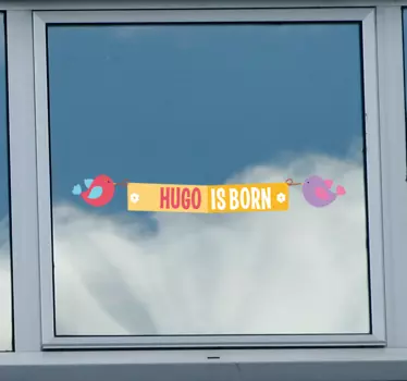 Nálepka pre bábätko vtáčiky vítajú novorodenca huga - Tenstickers