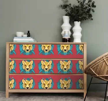 Nálepky na nábytok žiarivé leopardie tváre - Tenstickers