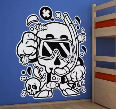 Nalepky na stenu zvierata s grafikou lebky potápača - Tenstickers