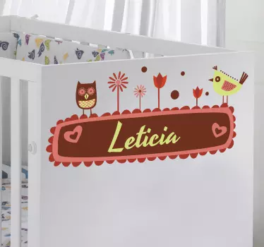 Nálepka pre bábätko s menom roztomilého zvieratka - Tenstickers