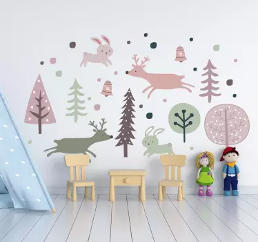 Nálepky na stromy a zvieratá v štýle nordic style - Tenstickers