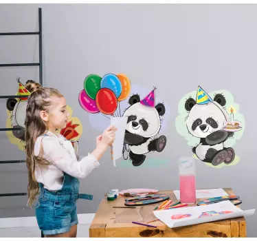 Narodeninová oslava panda ilustrácie nástenné umenie - Tenstickers