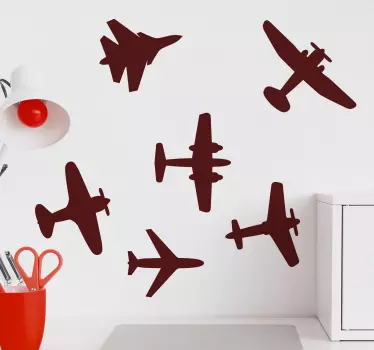 Niekoľko lietadiel lietajúcich na oblohe ilustrácie nástenné umen - Tenstickers