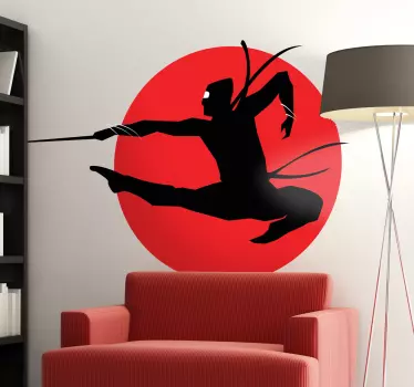 Ninja útok siluetu obtlačok - Tenstickers