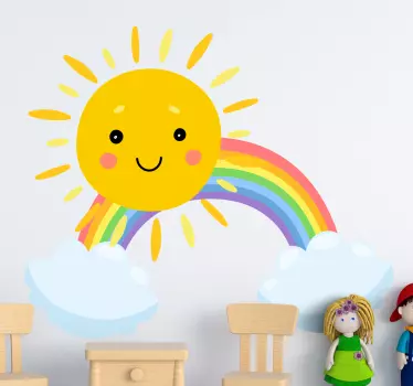 Obloha karikatúra slnko a dúha karikatúra samolepka na stenu - Tenstickers