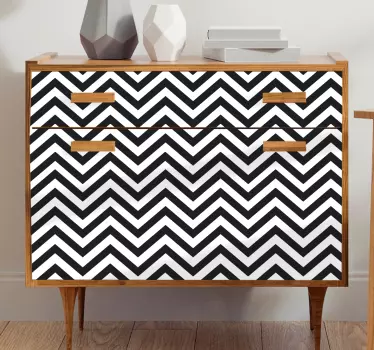 Obtisky klasického čierno-bieleho zig zag riadku pre nábytok - Tenstickers