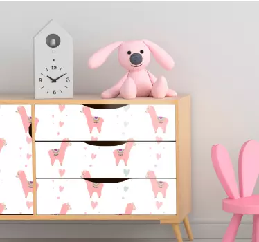 Obtisky so vzorom ružového lama na nábytok - Tenstickers