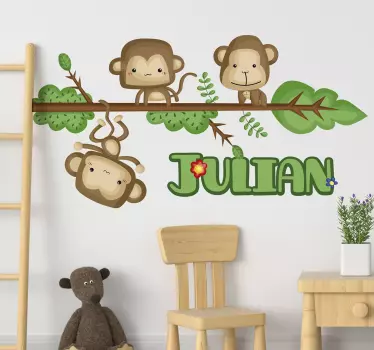 Opice s menom nálepka pre zvieratá - Tenstickers