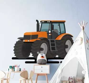Oranžový traktor hračka obtisk - Tenstickers