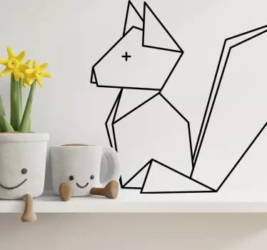 Origami sedieť líška ilustrácie obtlač umenie - Tenstickers