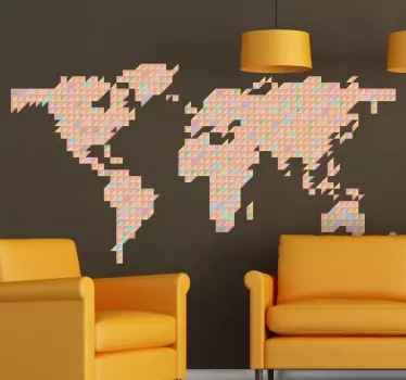 Pastelová farebná geometrická mapa sveta - Tenstickers