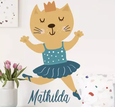 Personalizovaná dekorácia steny nálepky baleríny pre mačky - Tenstickers