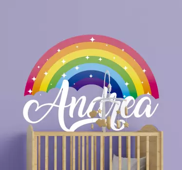 Personalizovaná samolepka na stenu pre deti s dúhovými dúhami - Tenstickers