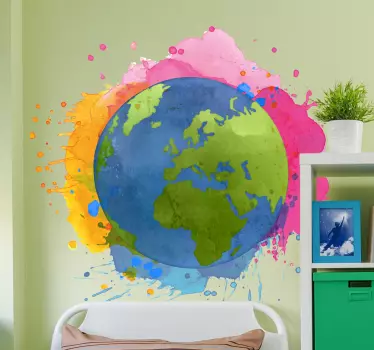 Planéta zem akvarel úvodná mapa fototapeta - Tenstickers