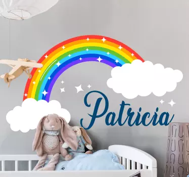 Prispôsobená iskrivá dúhová detská samolepka na stenu - Tenstickers