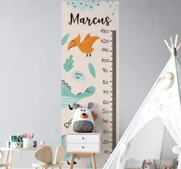 Prispôsobená nálepka s grafom výšky dinosaura - Tenstickers