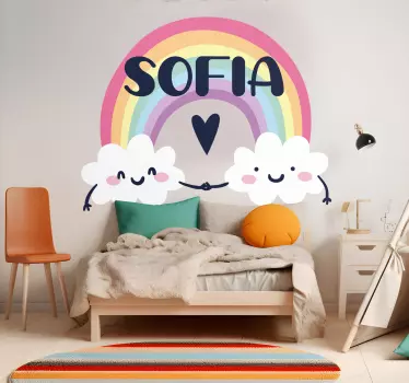 Prispôsobené meno na dúhovej detskej samolepke na stenu - Tenstickers