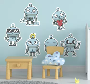 Roboty balenie detská izba nálepka na stenu - Tenstickers