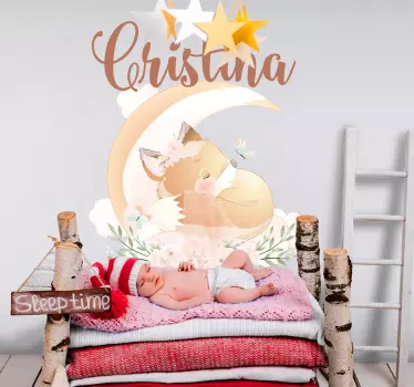 Roztomilá líška pre dievča s názvom detská Nálepky na stenu - Tenstickers