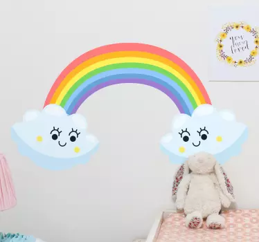 Roztomilé mraky dúha pri pohľade na seba kreslený obtisky - Tenstickers