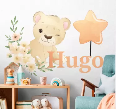 Roztomilý lev pre chlapca s nálepkou na stenu do detskej spálne - Tenstickers