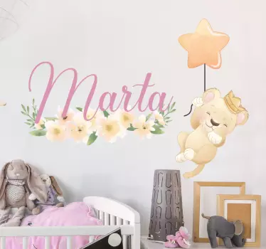 Roztomilý lev pre dievča s nálepkou na stenu pre detskú izbu - Tenstickers