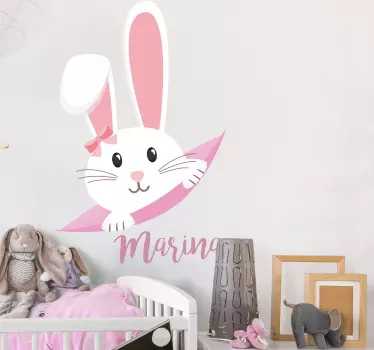 Roztomilý zajačik pre dievčatko s názvom detská Nálepky na stenu - Tenstickers