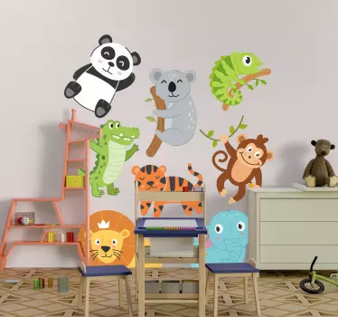 Ručne kreslená jesenná zvieratká detská samolepka na stenu do spá - Tenstickers