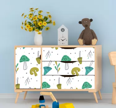 Ručne kreslené svetlo modré huby so samolepkami na nábytok - Tenstickers