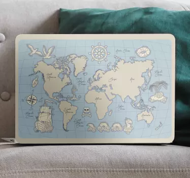 Ručne nakreslený vintage mapa sveta notebook obtlačok - Tenstickers