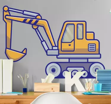 Rýpadlo jednoduchý buldozér a rýpadlo karikatúra hračka obtlačok - Tenstickers