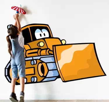 Rýpadlo jednoduchý buldozér karikatúra pre deti obtisky hračka - Tenstickers