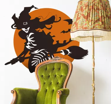 Samolepka na stenu čarodejnice na halloween - Tenstickers