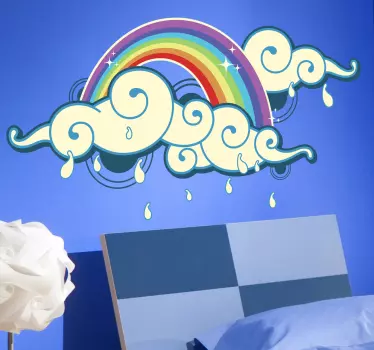 Samolepka na stenu dúhy a dažďa - Tenstickers