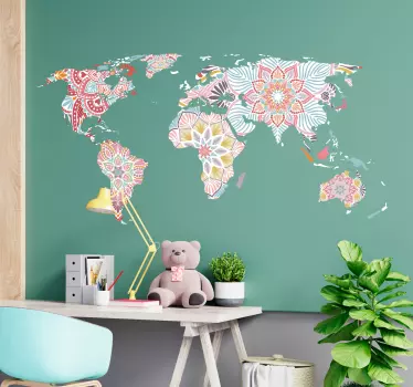 Samolepka na stenu mandala worldmap - Tenstickers