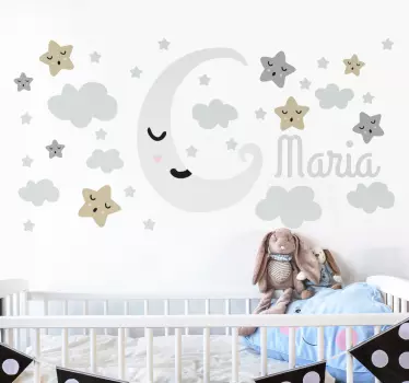Samolepka na stenu na mieru pre mesiac a hviezdy - Tenstickers