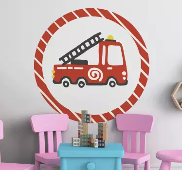 Samolepka na stenu pre hasičov červený cyklus pre deti - Tenstickers