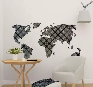 Samolepka na stenu s mapou v štýle mandal - Tenstickers