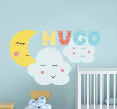 Samolepka na stenu s mrakmi a mesiacom - Tenstickers