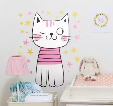Samolepka s mačacím severským štýlom s hviezdičkami pre škôlkarov - Tenstickers