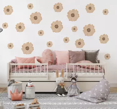 Ilustrovane nalepky na stenu boho kvety - Tenstickers