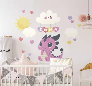 Ilustrovane nalepky na stenu drak a oblaky - Tenstickers