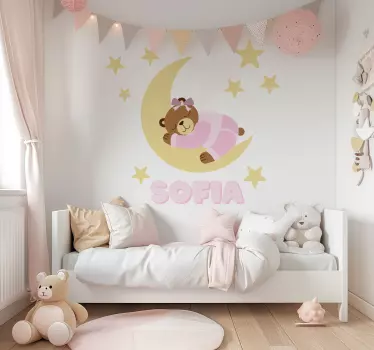 Ilustrovane nalepky na stenu ružové šťastné sny nesú s menom - Tenstickers