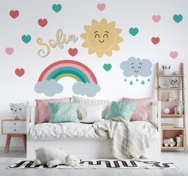 Ilustrovane nalepky na stenu šťastný východ slnka - Tenstickers