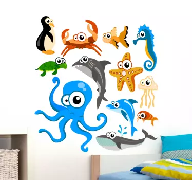 Samolepky kolekcia zvedavých morských tvorov - Tenstickers