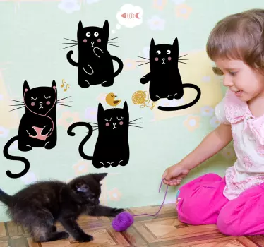 Samolepky na stenu pre čierne mačky - Tenstickers