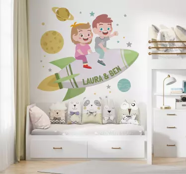 nalepky na stenu vesmir bratia na rakete - Tenstickers